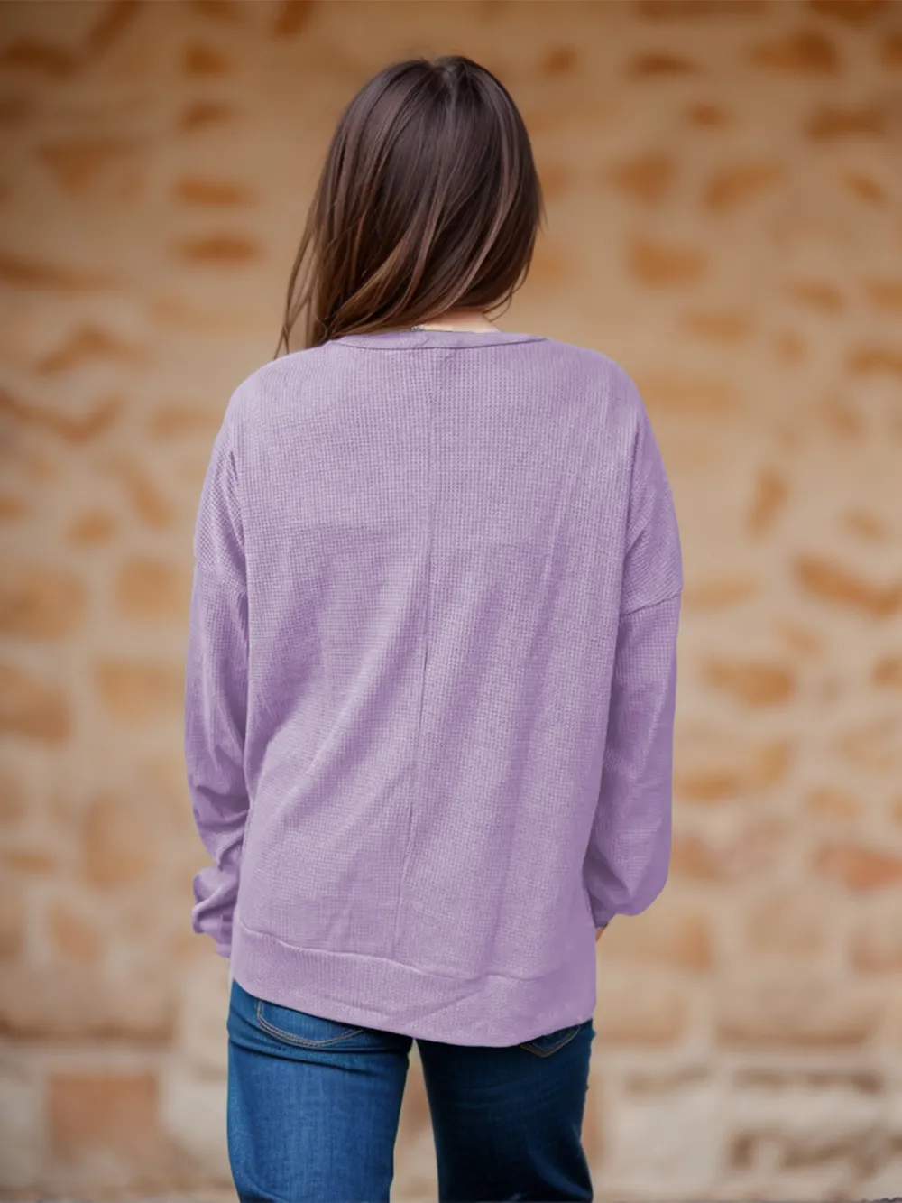 Side Slit Round Neck Long Sleeve T-Shirt, image 22