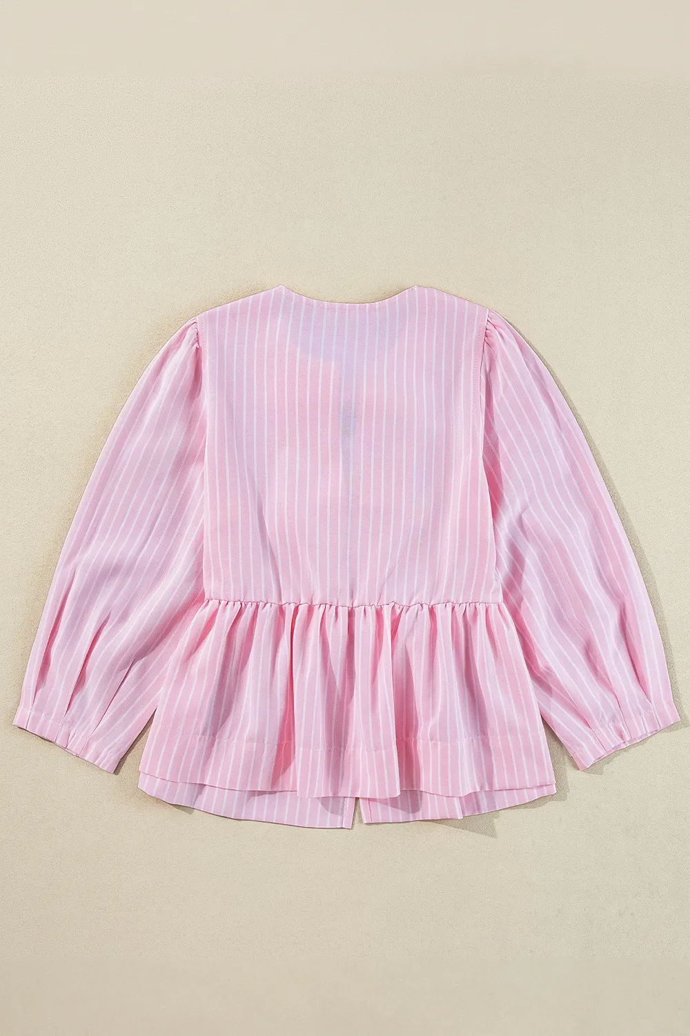 Tie Front Striped Peplum Blouse, image 3