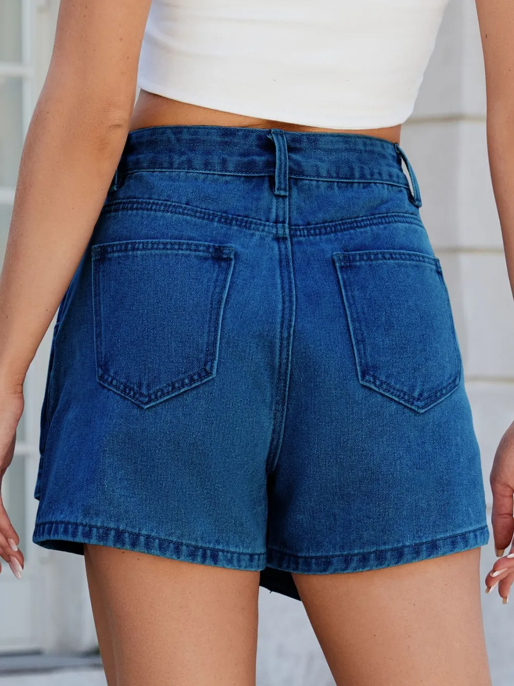 Asymmetrical Denim Skort with Pockets, image 4