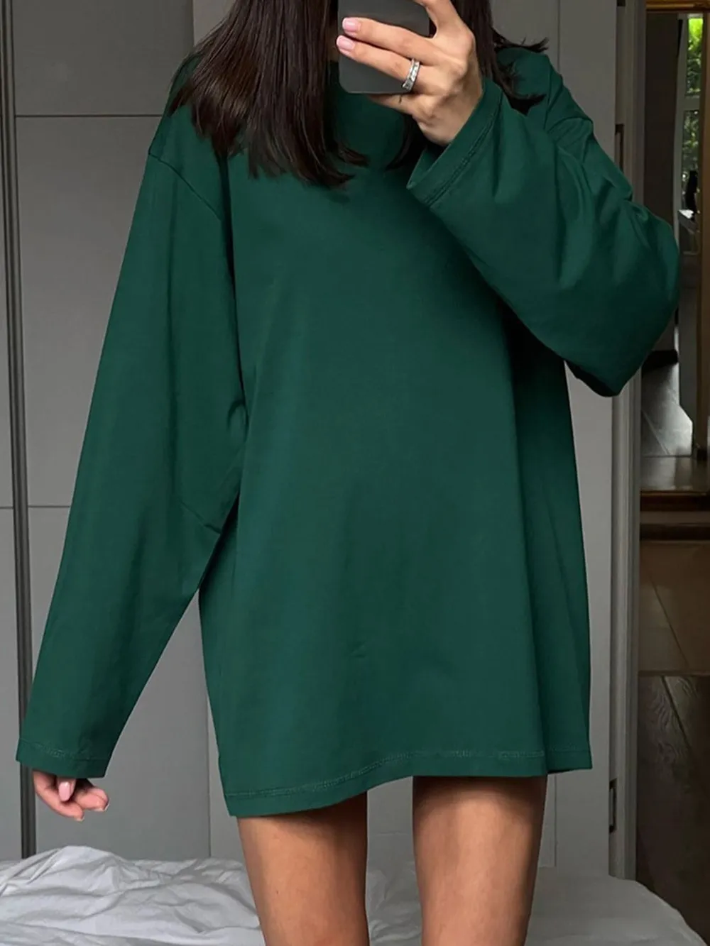Round Neck Long Sleeve Oversized T-Shirt, image 14