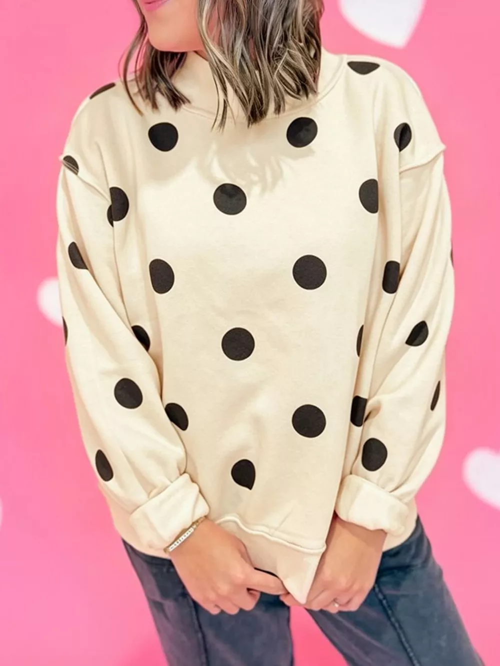 Oversized Polka Dot Crewneck Sweatshirt, image 2