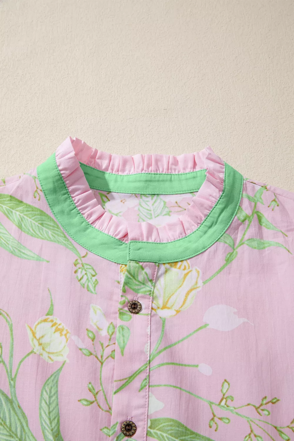Floral Print Short Puff Sleeve High Waist Tiered Dress, image 4