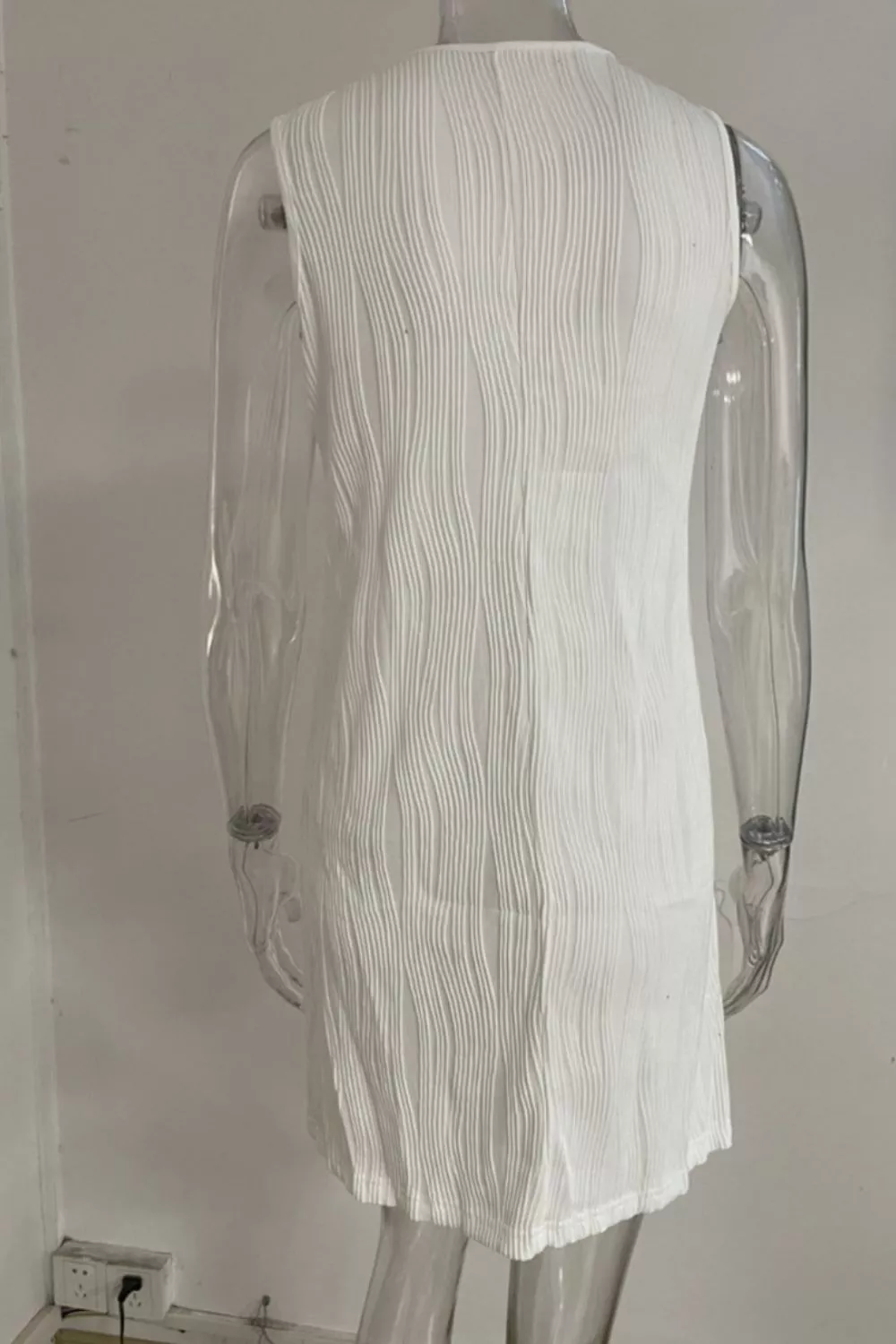 Sleeveless Textured Casual Mini Dress, image 6