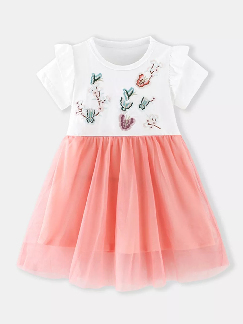 Children's Butterfly Embroidered Tulle Layered Dress, image 2