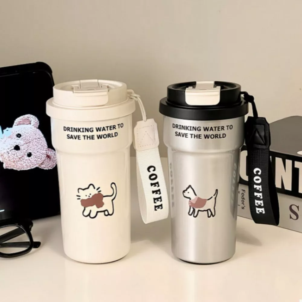 Cute Cat Stainless Steel Tumbler with Straw, image 4