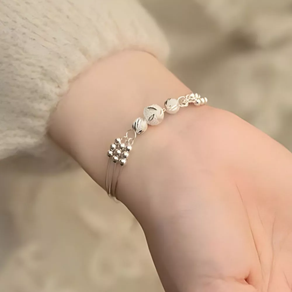 925 Sterling Silver Bead Chain Bracelet, image 4
