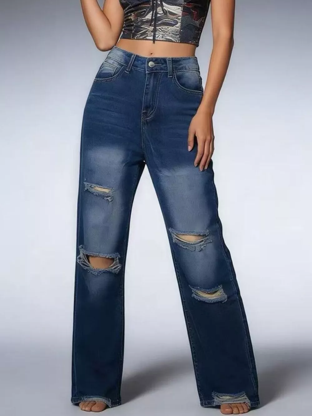 Distressed Wide Leg Jeans, image 4