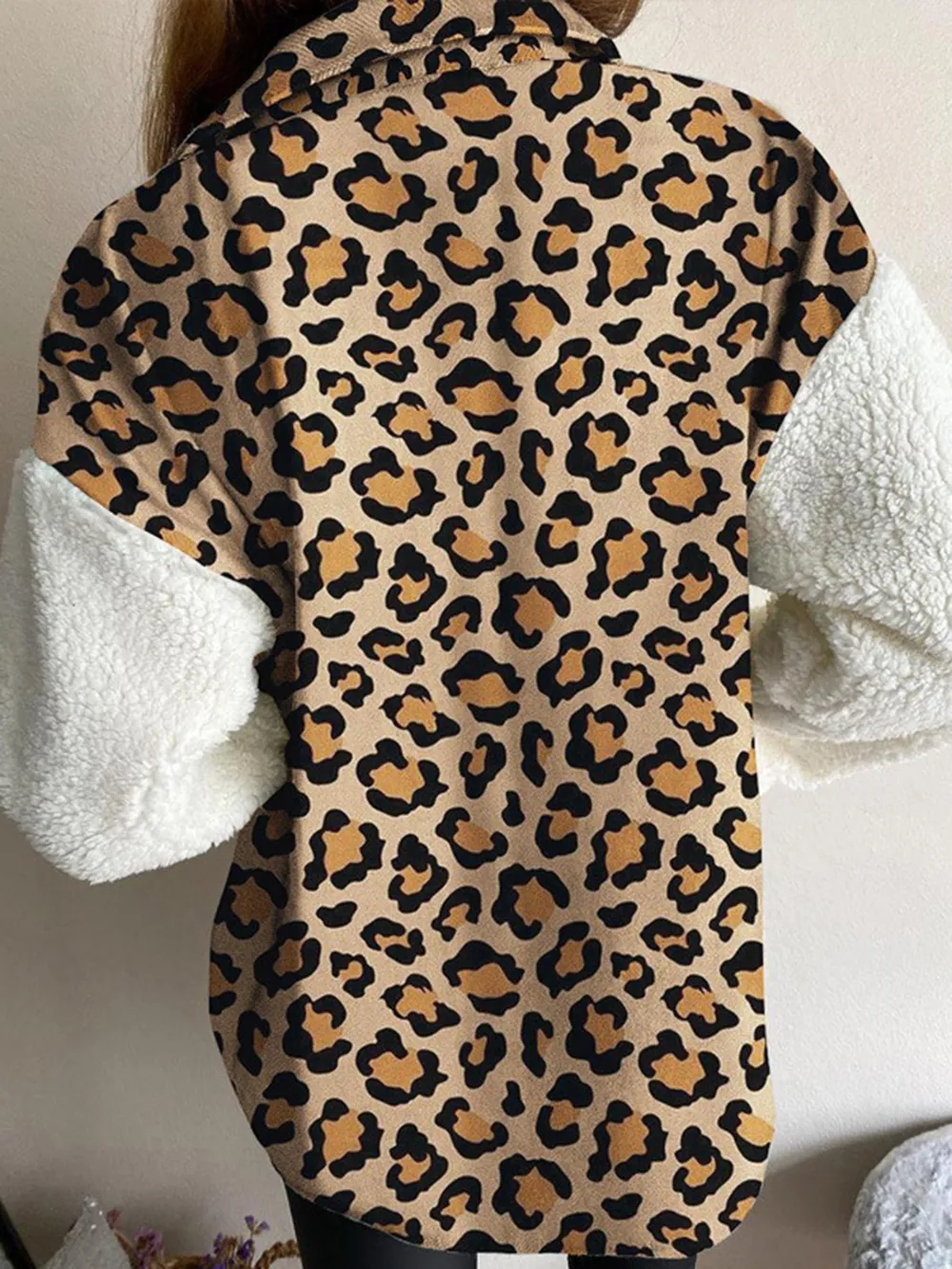 Fuzzy Button Up Long Sleeve Jacket, image 7