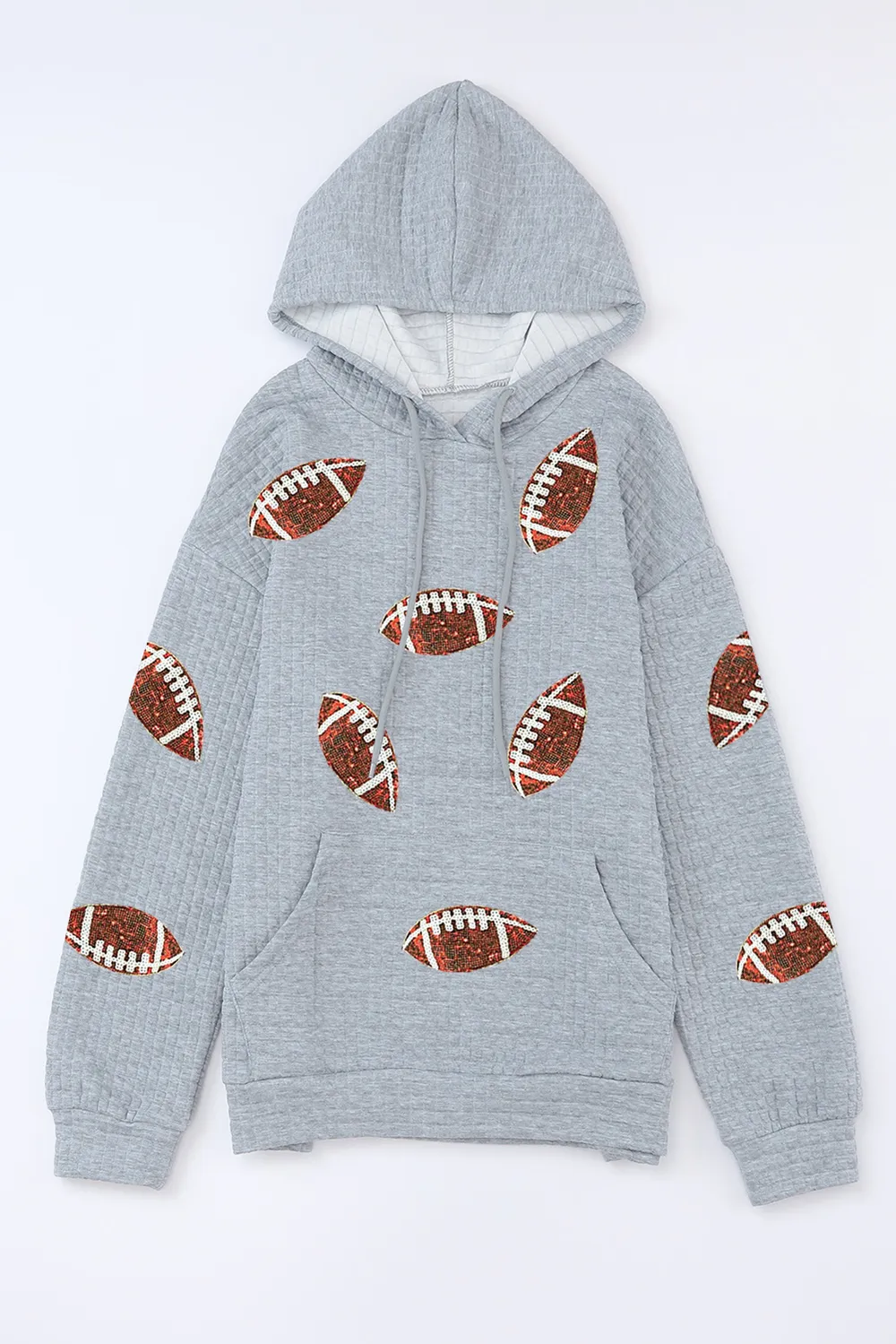 Drawstring Football Long Sleeve Hoodie, image 2