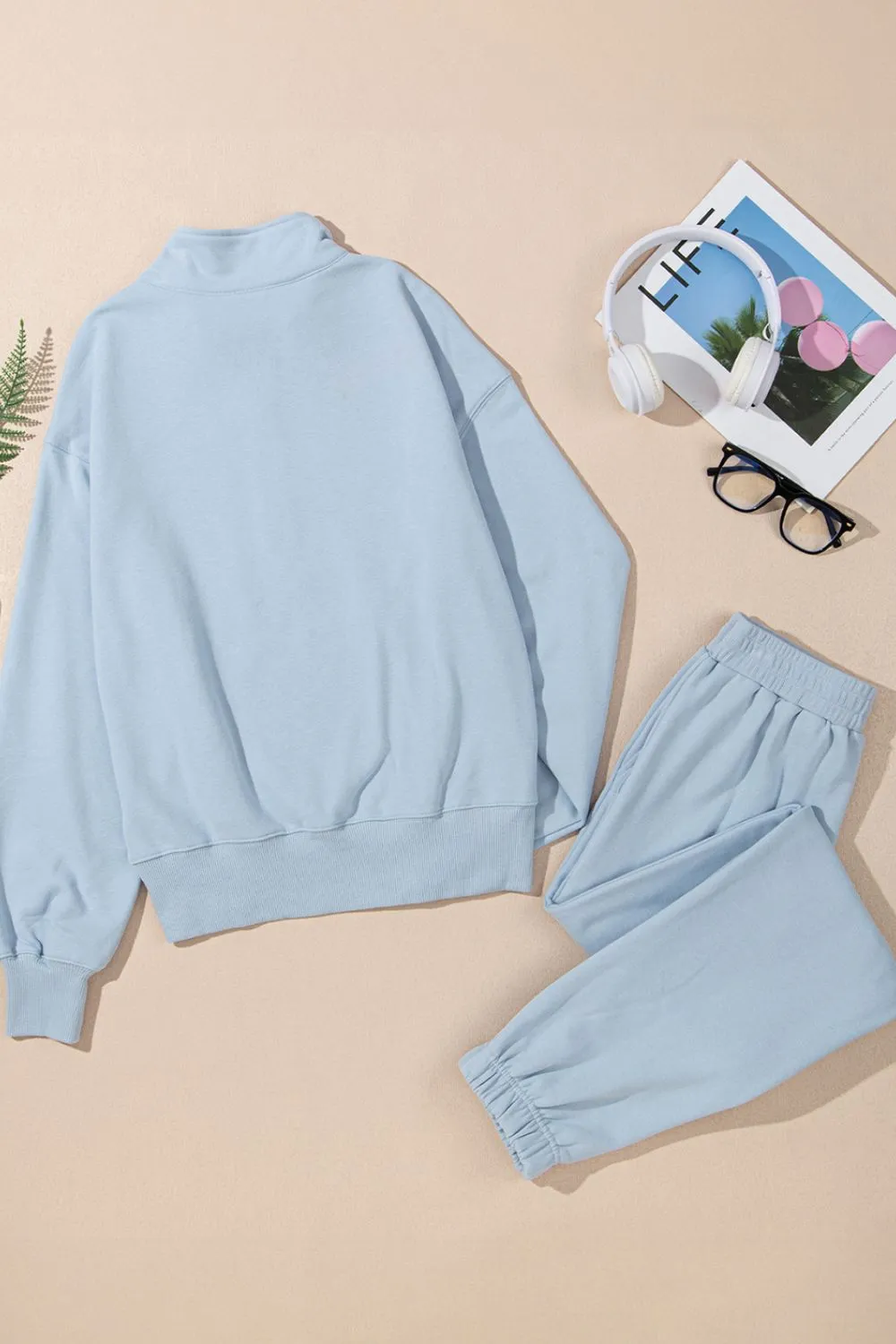 Half Zip Long Sleeve Top and Joggers Set, image 5