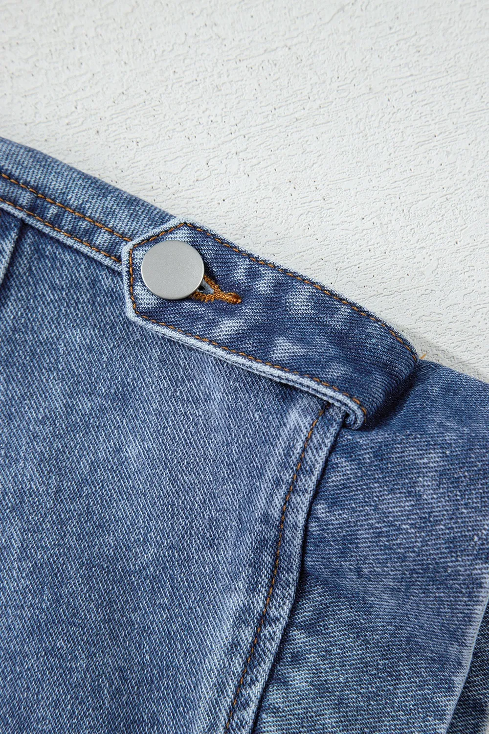 Button Up Cap Sleeve Denim Jacket, image 5