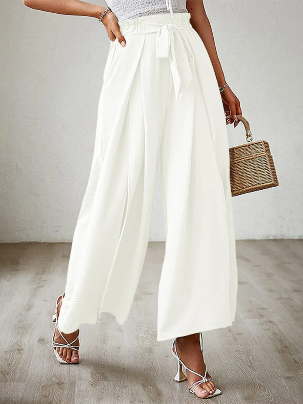 Tied Slit Wide Leg Pants, image 4