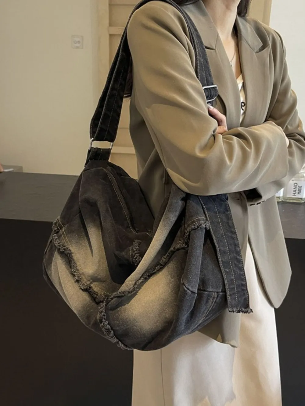 Raw Hem Gradient Crossbody Bag, image 5