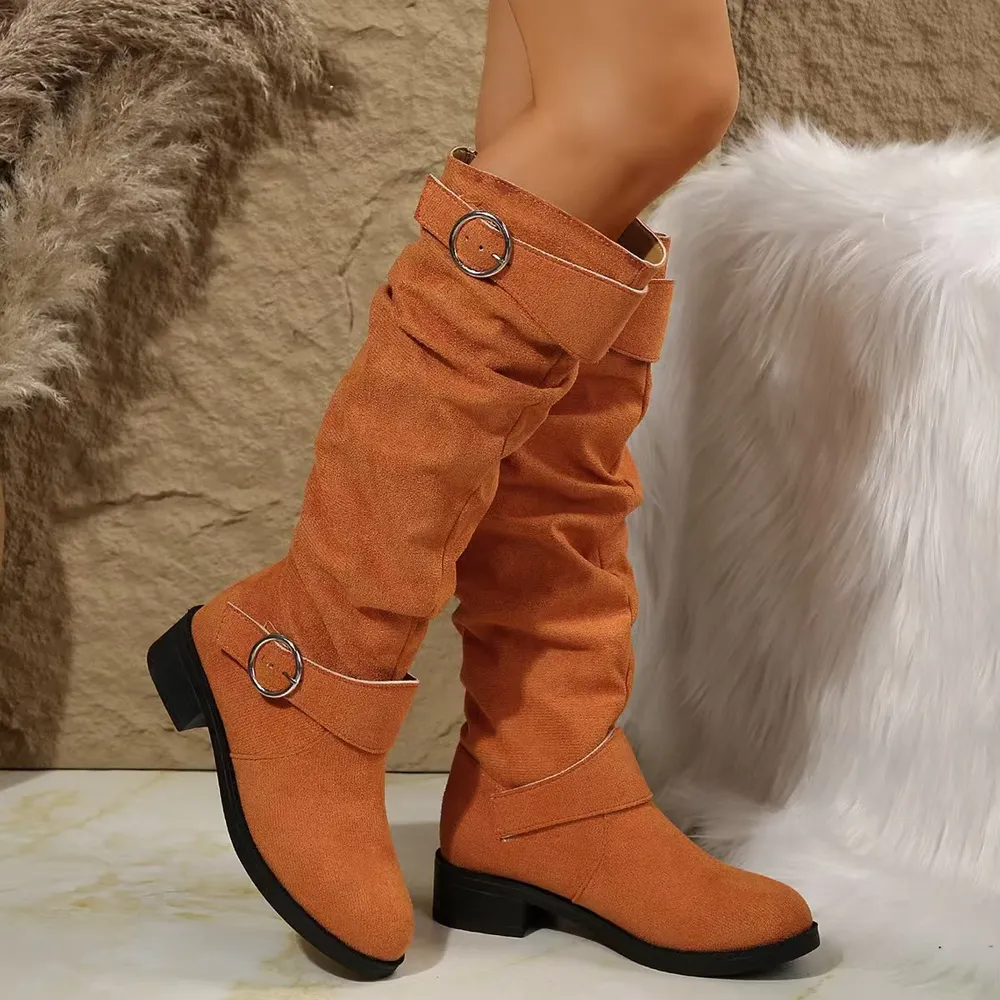 Buckle Round Toe Block Heel Boots, image 8