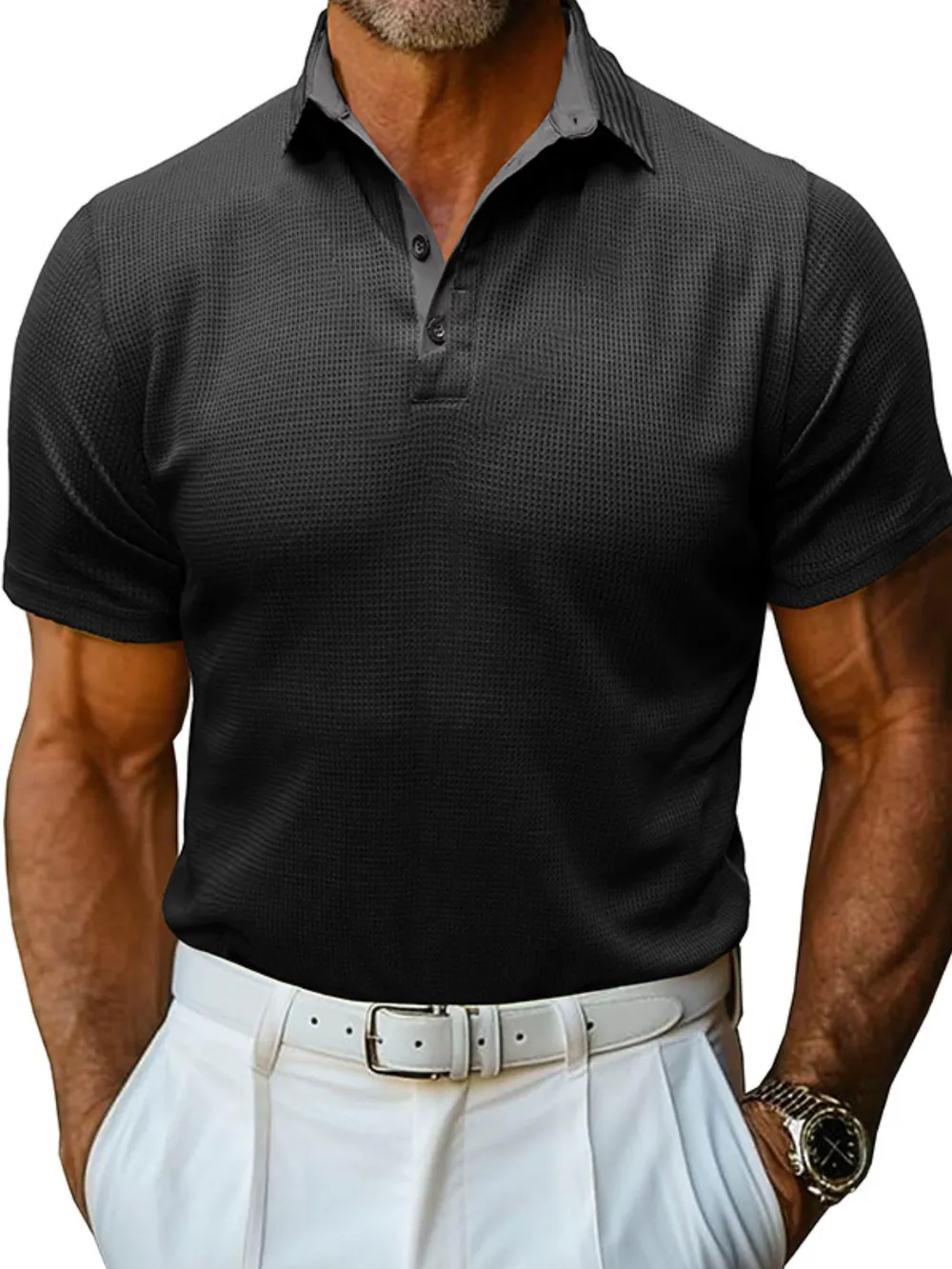 Men's Classic Textured Golf Polo Shirt