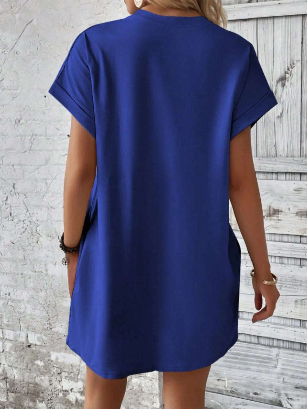 Round Neck Short Sleeve Mini Tee Dress with Pockets, image 9