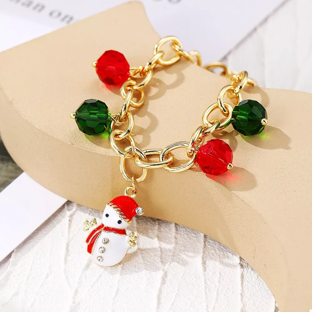 Christmas Santa Snowman Bracelet with Colorful Crystal, image 6