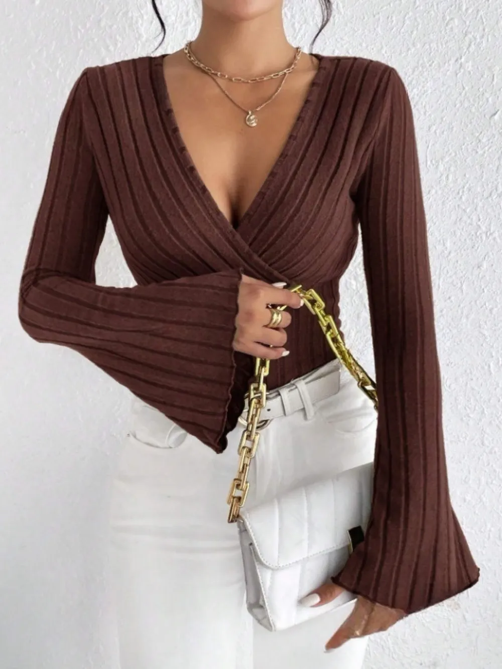 Ribbed Flare Sleeve Top, image 6