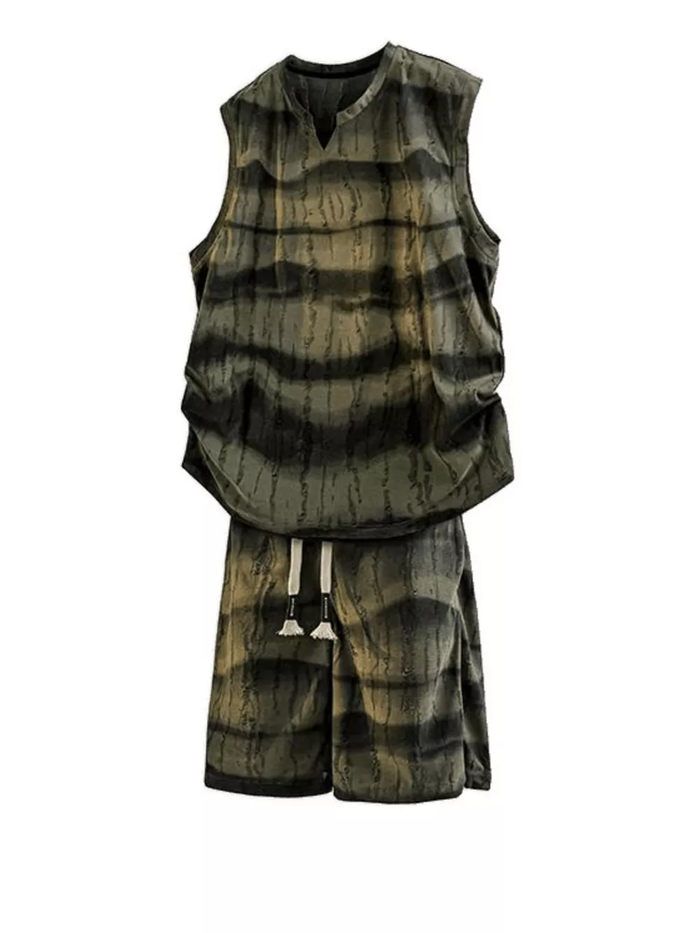 Men's Plus Size Striped Tank and Shorts Set, image 4
