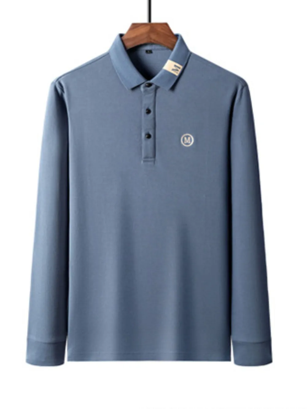 Men's Plus Size Long Sleeve Embroidered Polo, image 2
