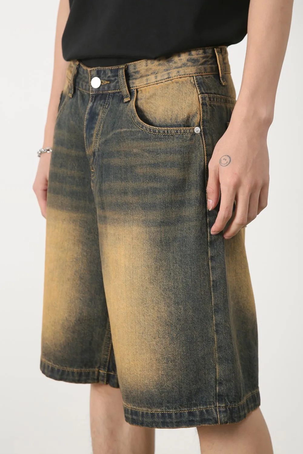 Men's Wasteland Style Demin Shorts with Pockets, image 3