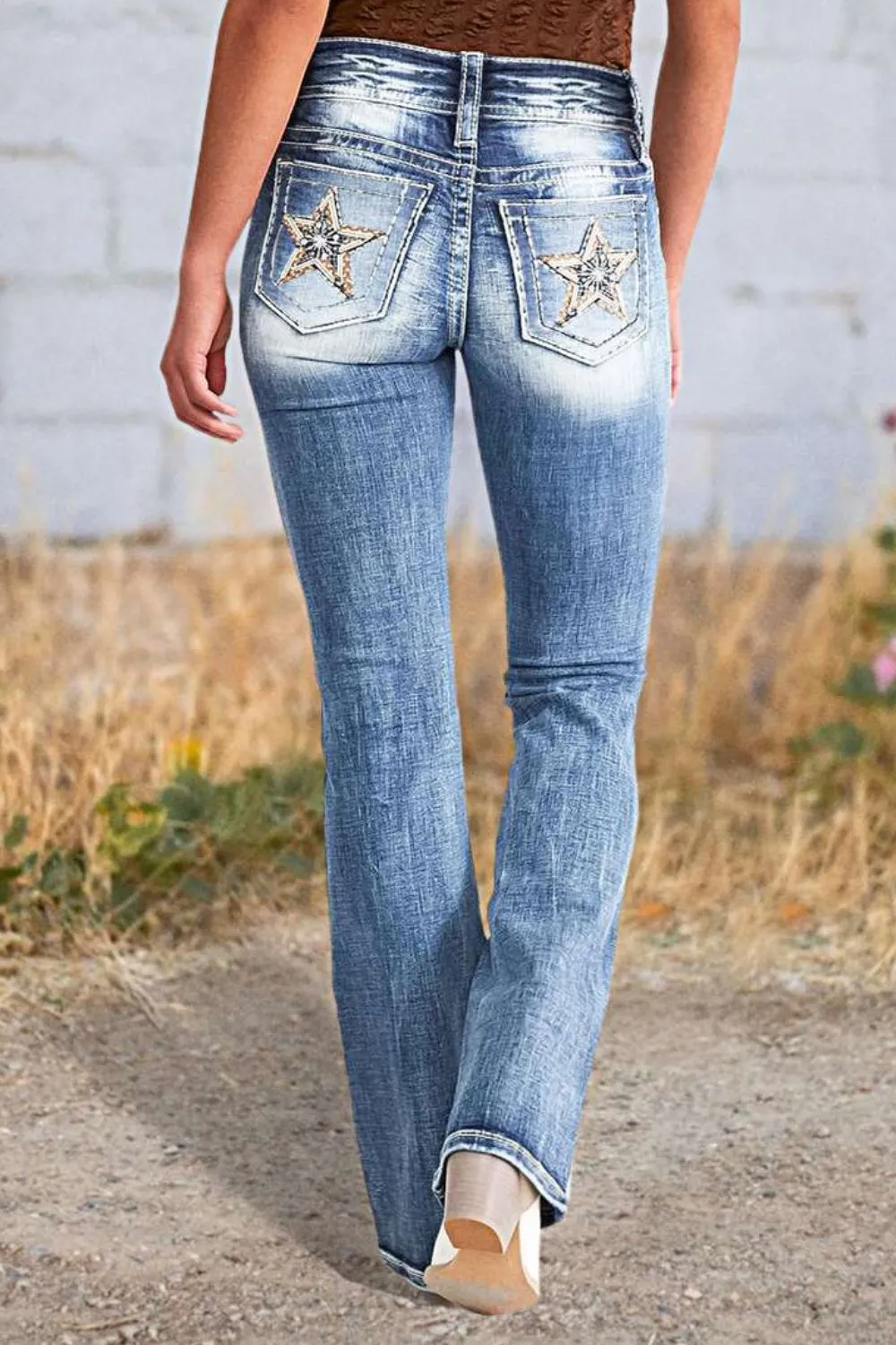 Star Embroidered Bootcut Jeans, image 2