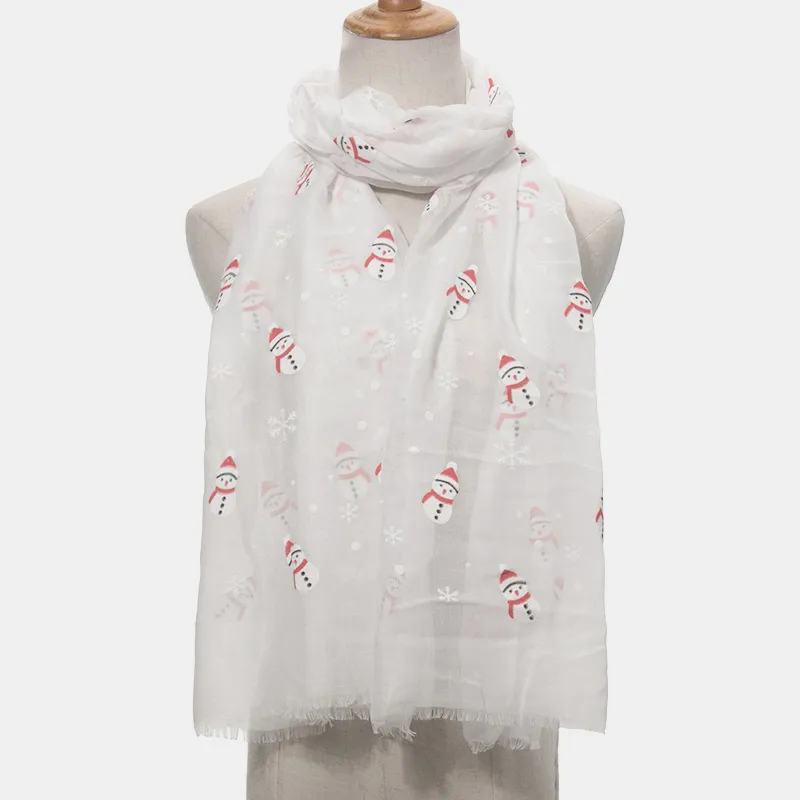 Fringe Snowman Polyester Scarf, image 6