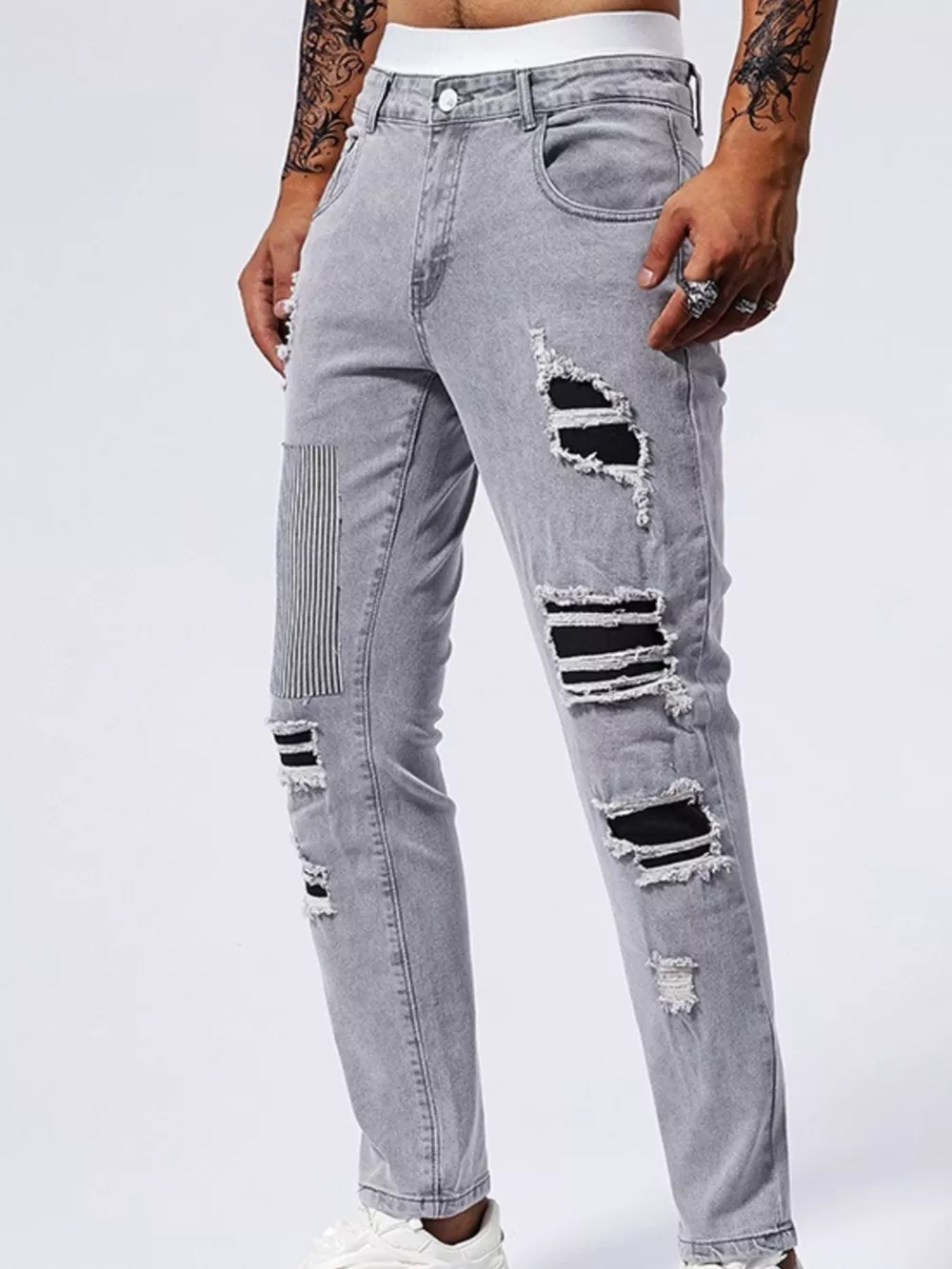 Men's Distressed Slim Fit Jeans, image 5