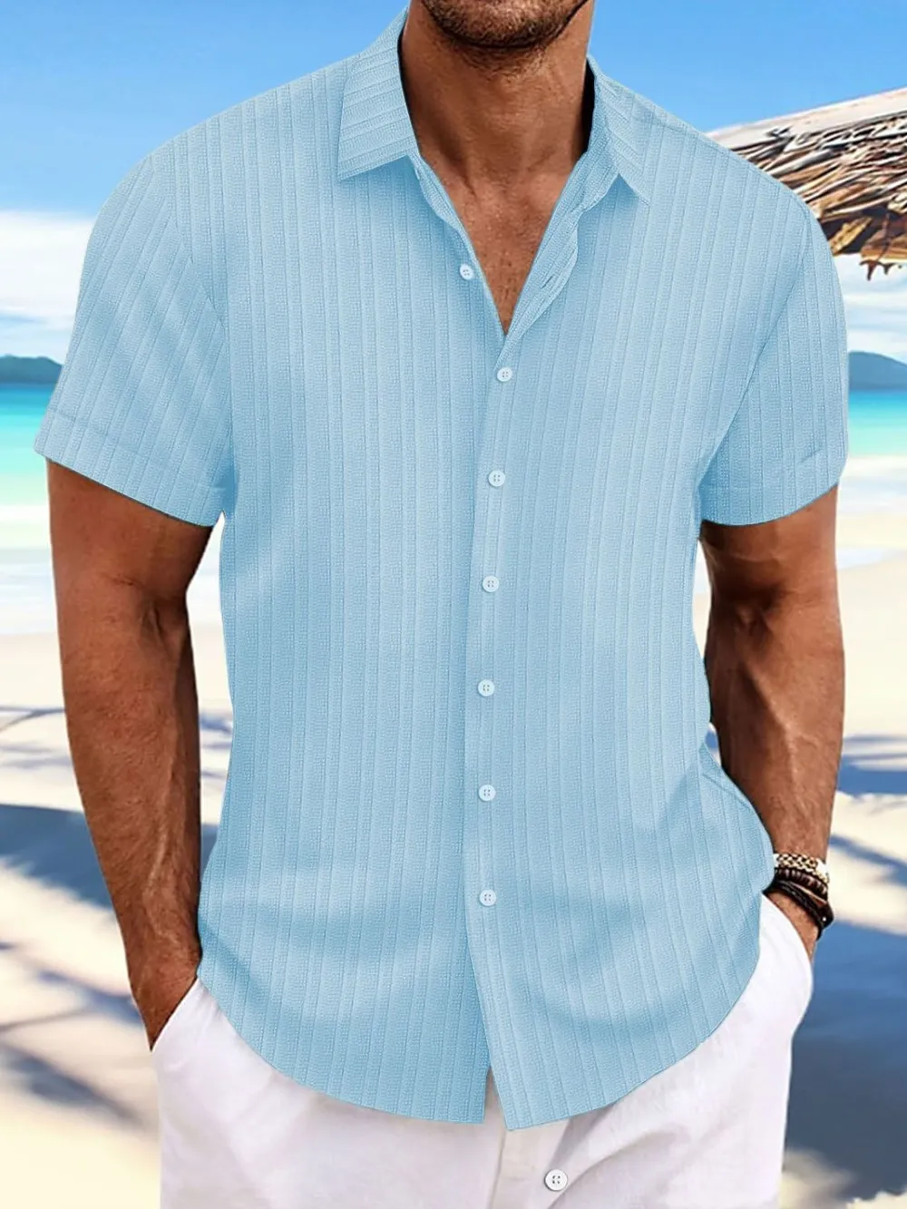 Men's Full Size Button Up Short Sleeve Shirt Plus Size, image 3