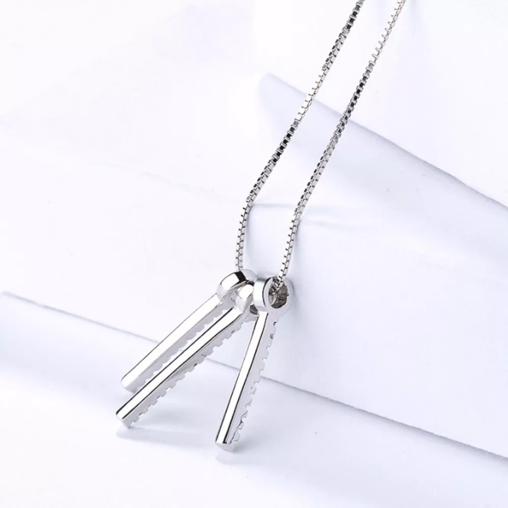 925 Sterling Silver Zircon Tassel Pendant Necklace, image 2