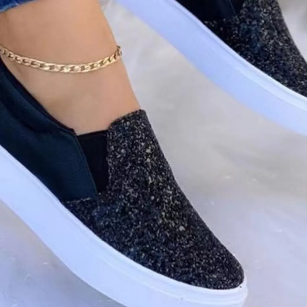Sequin Round Toe Platform Slip-Ons, image 3
