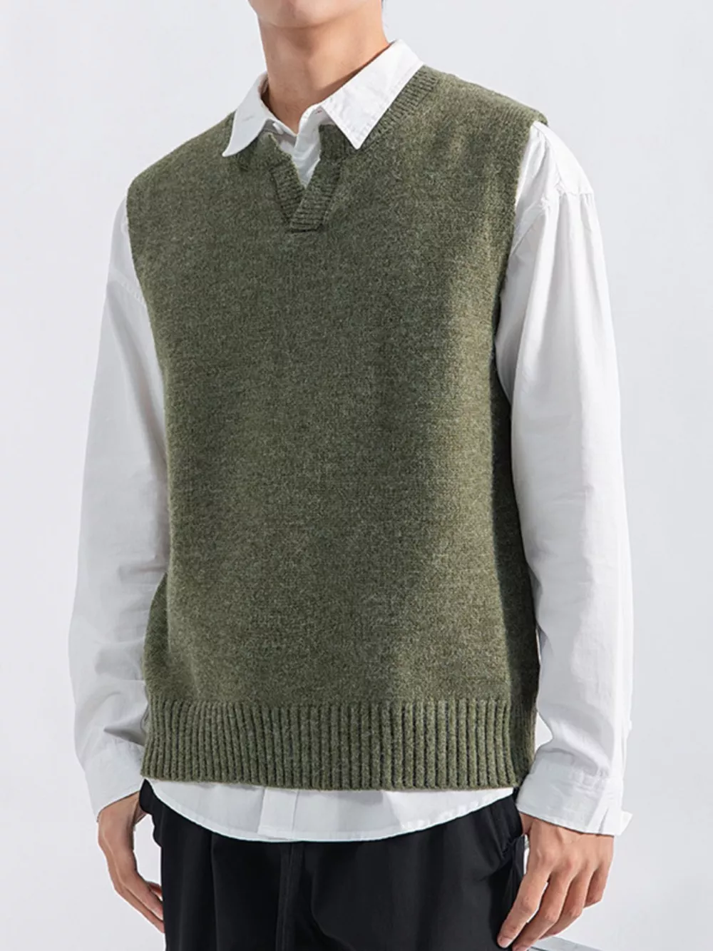 Men's Plus Size Ribbed Hem Sweater Vest, image 8