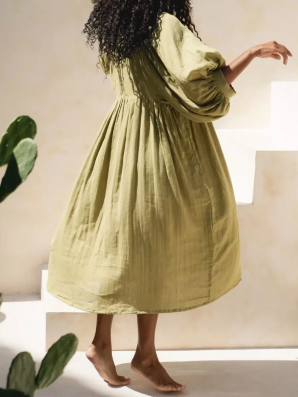 Tie Neck 3/4 Sleeve Midi Dress, image 2