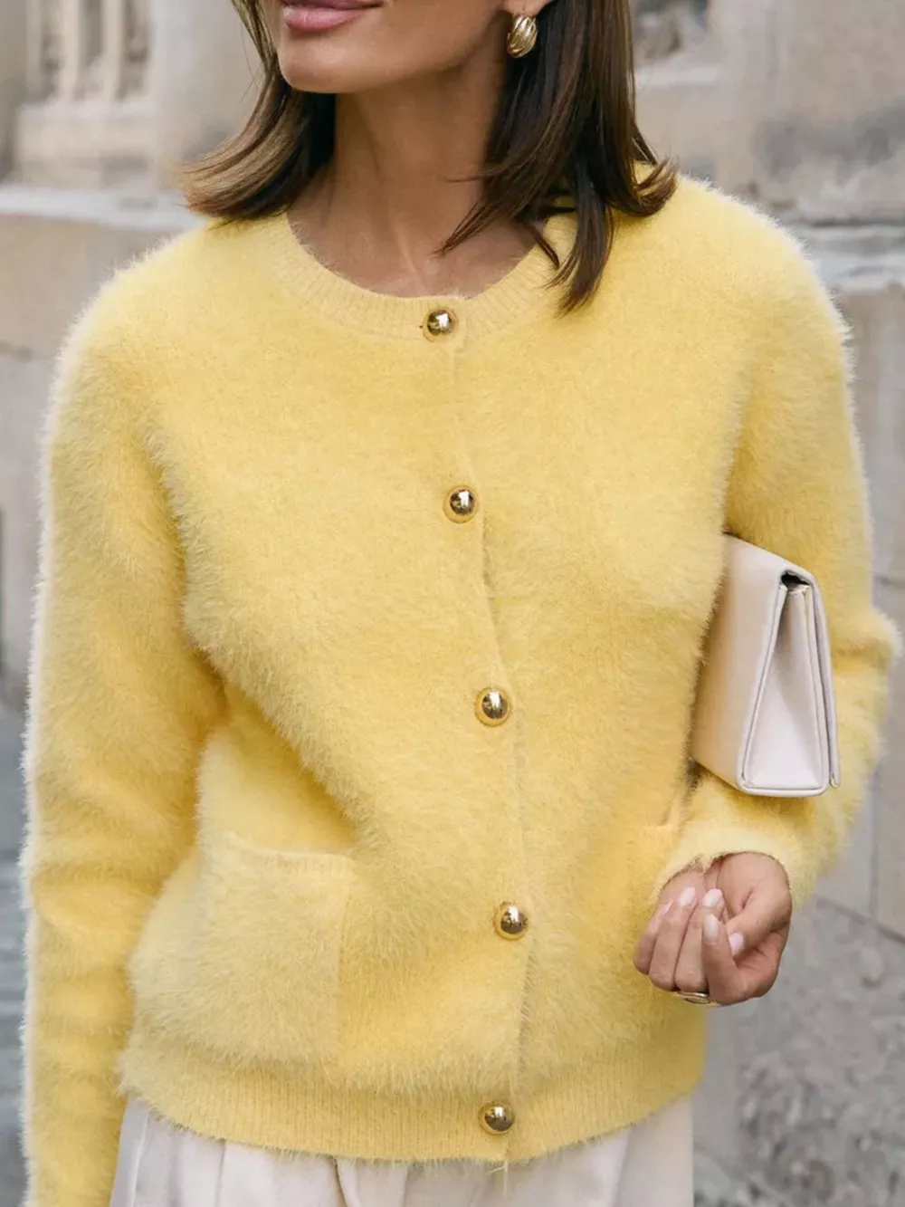 Fluffy Knit Button Up Cardigan, image 10
