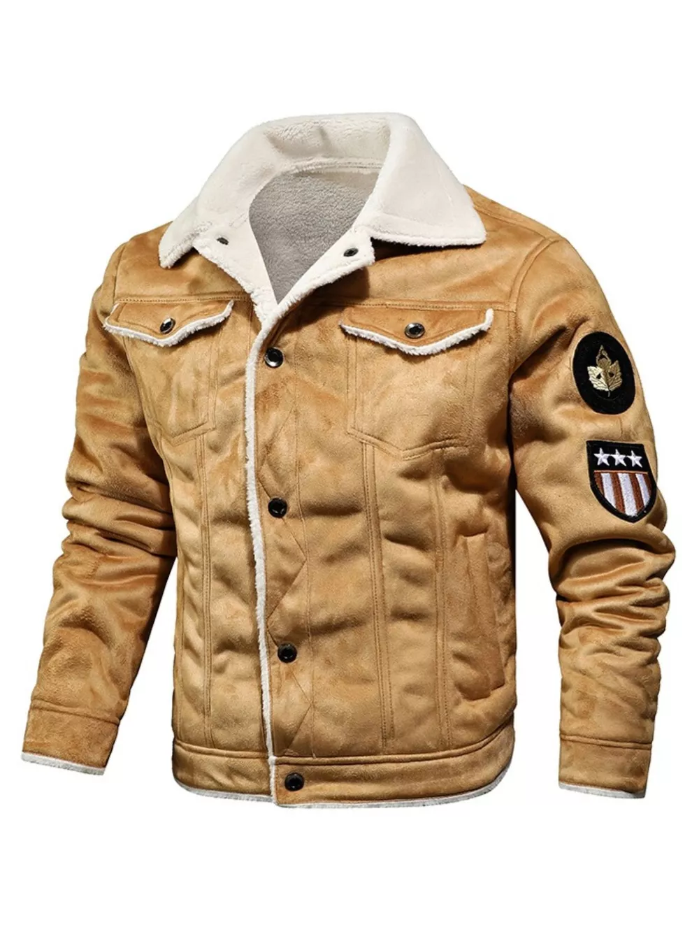 Men's Plus Size Shearling Lined Zip Up Jacket, image 4