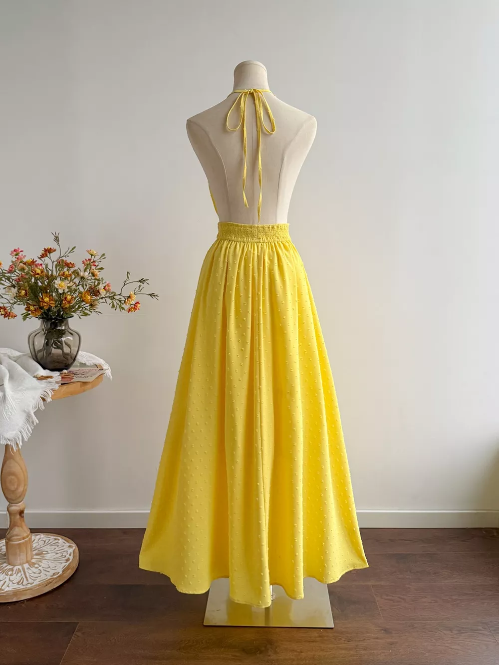 Swiss Dot Halter Neck Dress, image 3