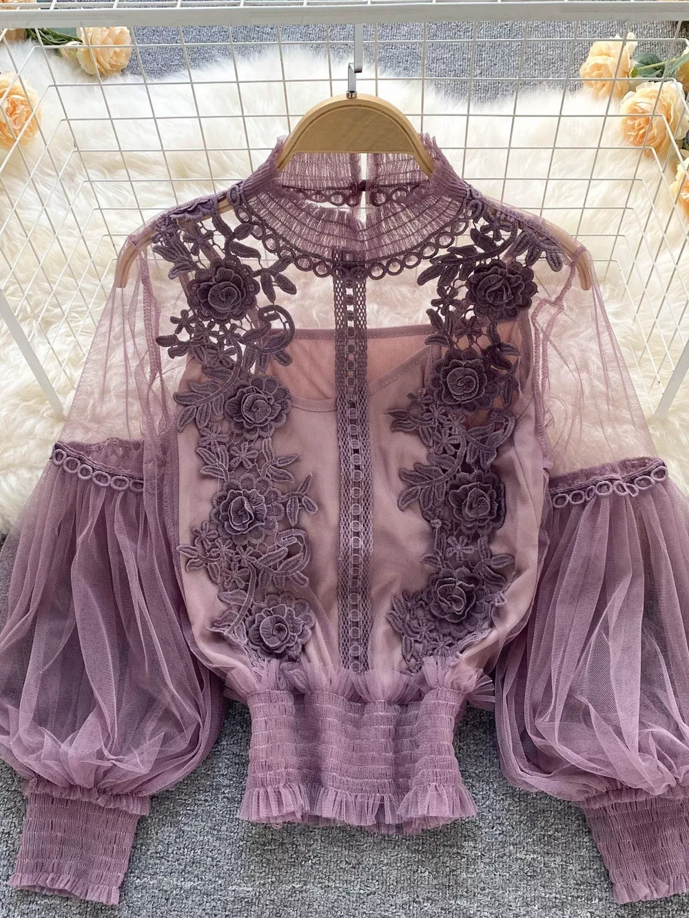 Floral Lace Blouse & Cami Set, image 14