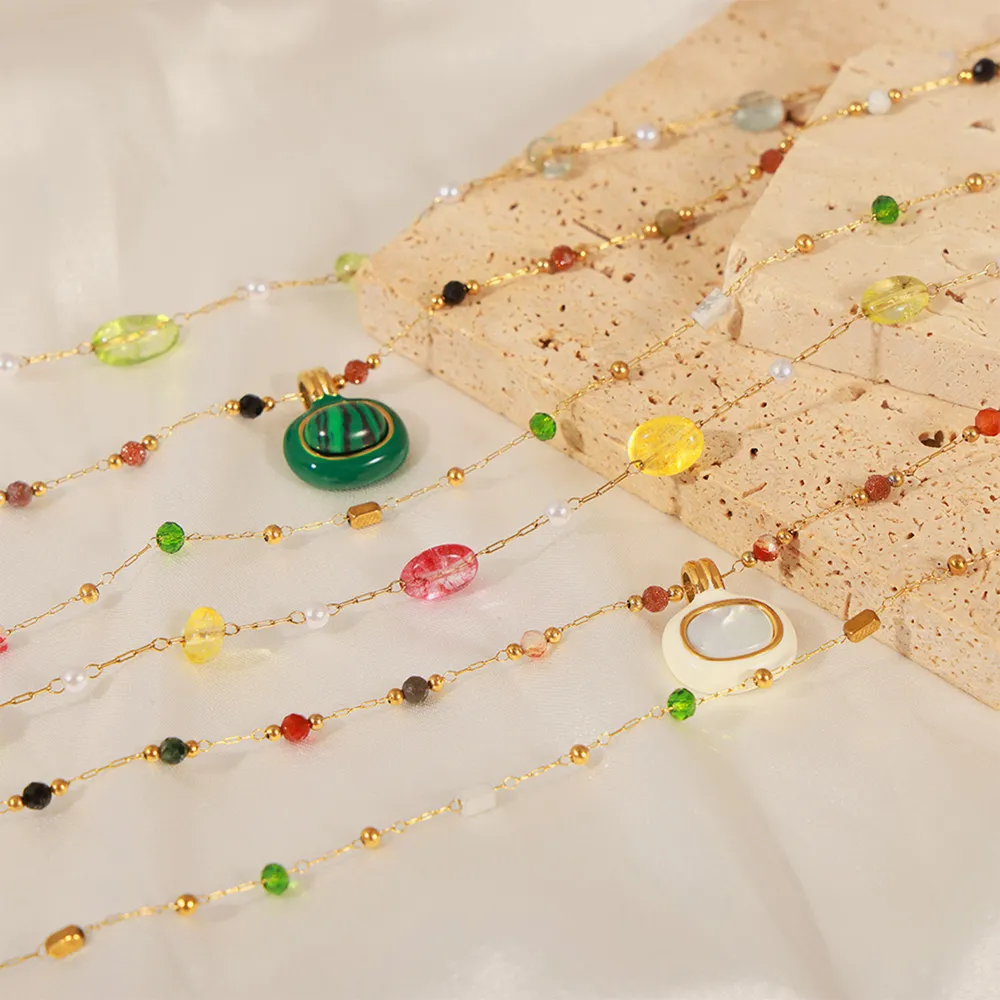 Titanium Steel Gold-plated Bead Necklace, image 2