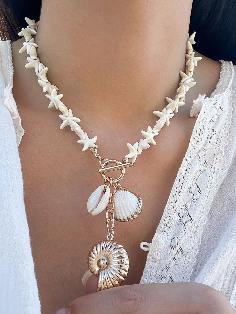 Starfish Shell Pendant Necklace, image 4