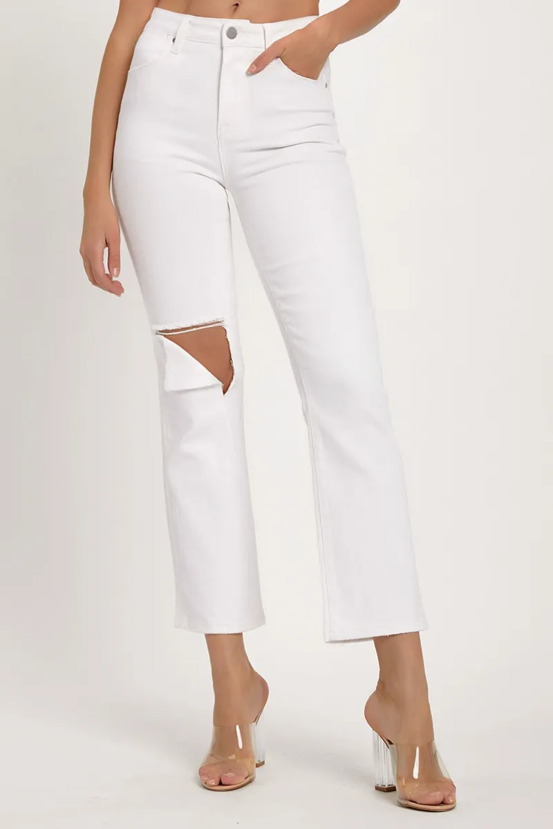 Full Size Distressed Cropped Straight Jeans, image 2