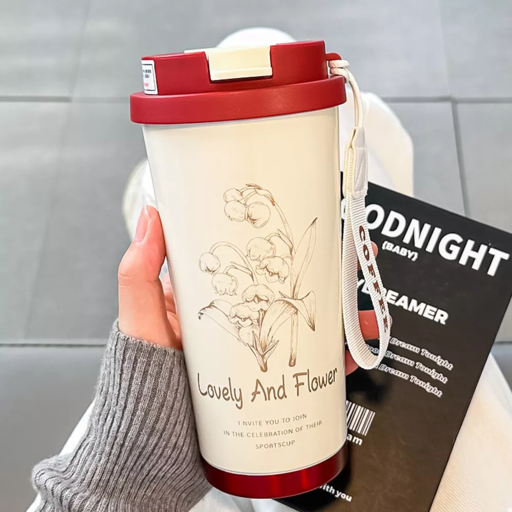 Lovely and Flower Aesthetic Tumbler with Straw, image 9