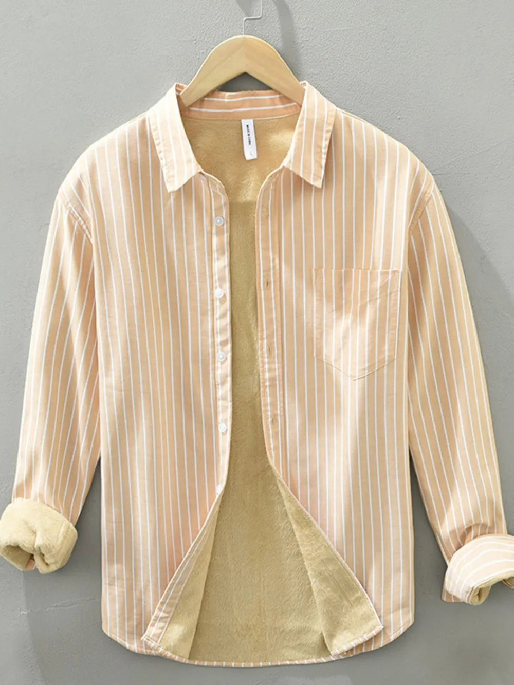 Men's Plus Size Striped Button Up Long Sleeve Shirt, image 2