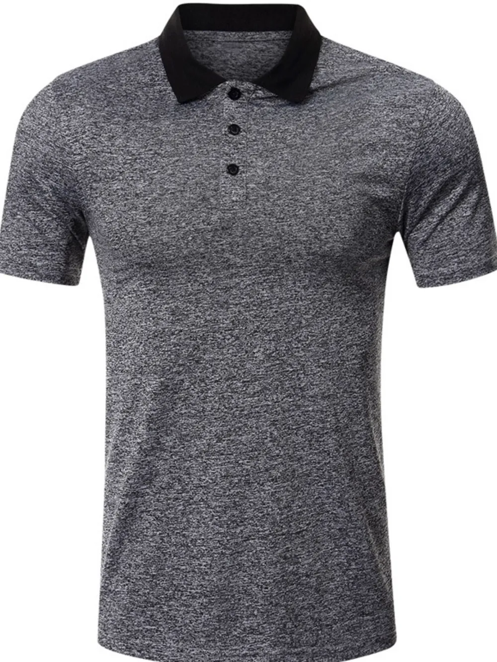 Men's Classic Heathered Polo Shirt with Contrast Collar, image 7