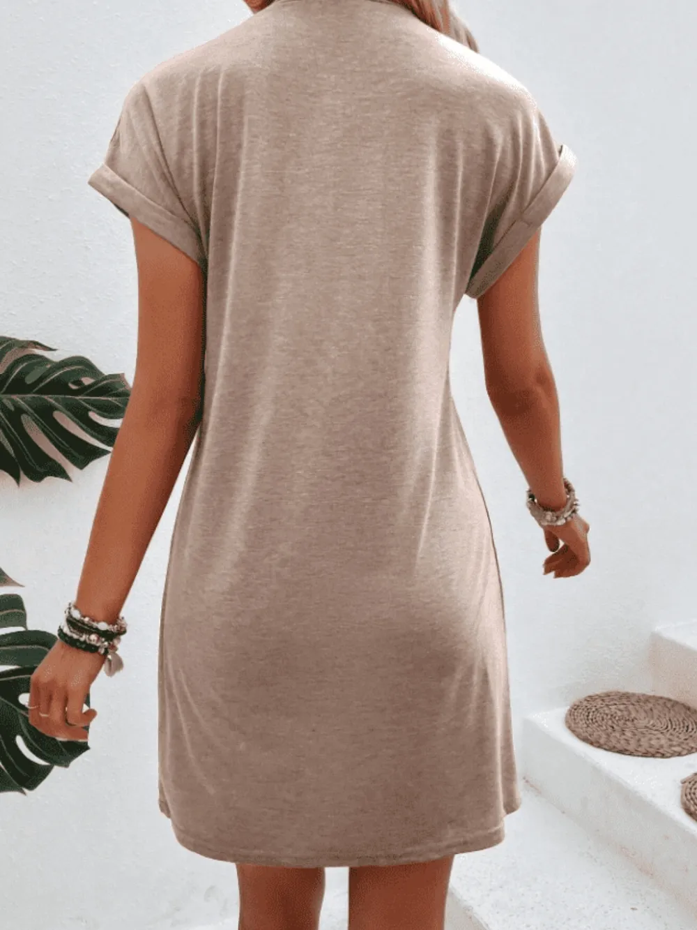 Exposed Seam Short Sleeve Mini Tee Dress, image 7