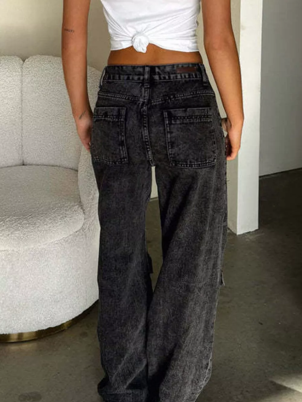 High-Waisted Wide-Leg Cargo Jeans, image 13