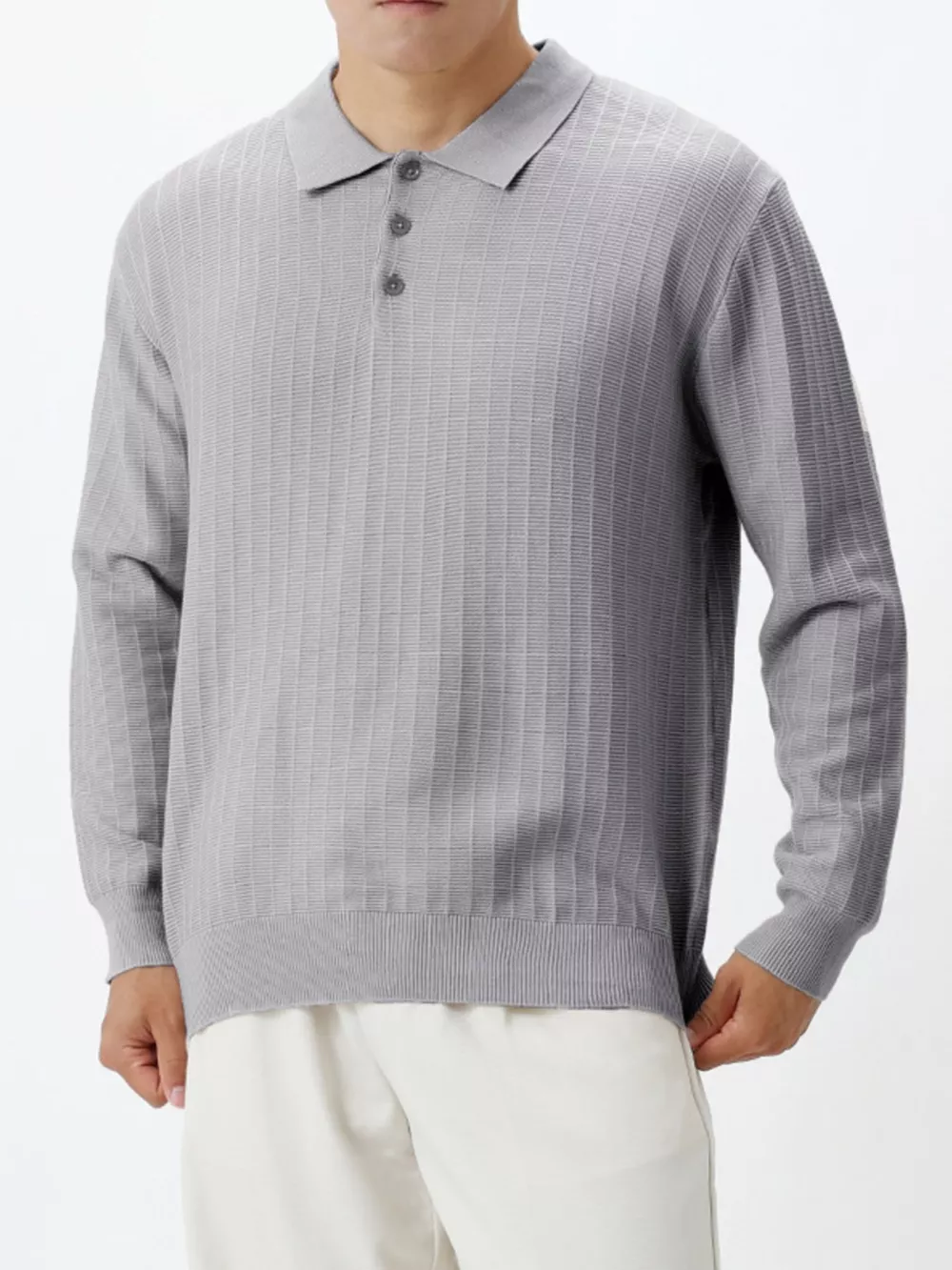 Men's Plus Size Button Detail Ribbed Knit Sweater, image 2