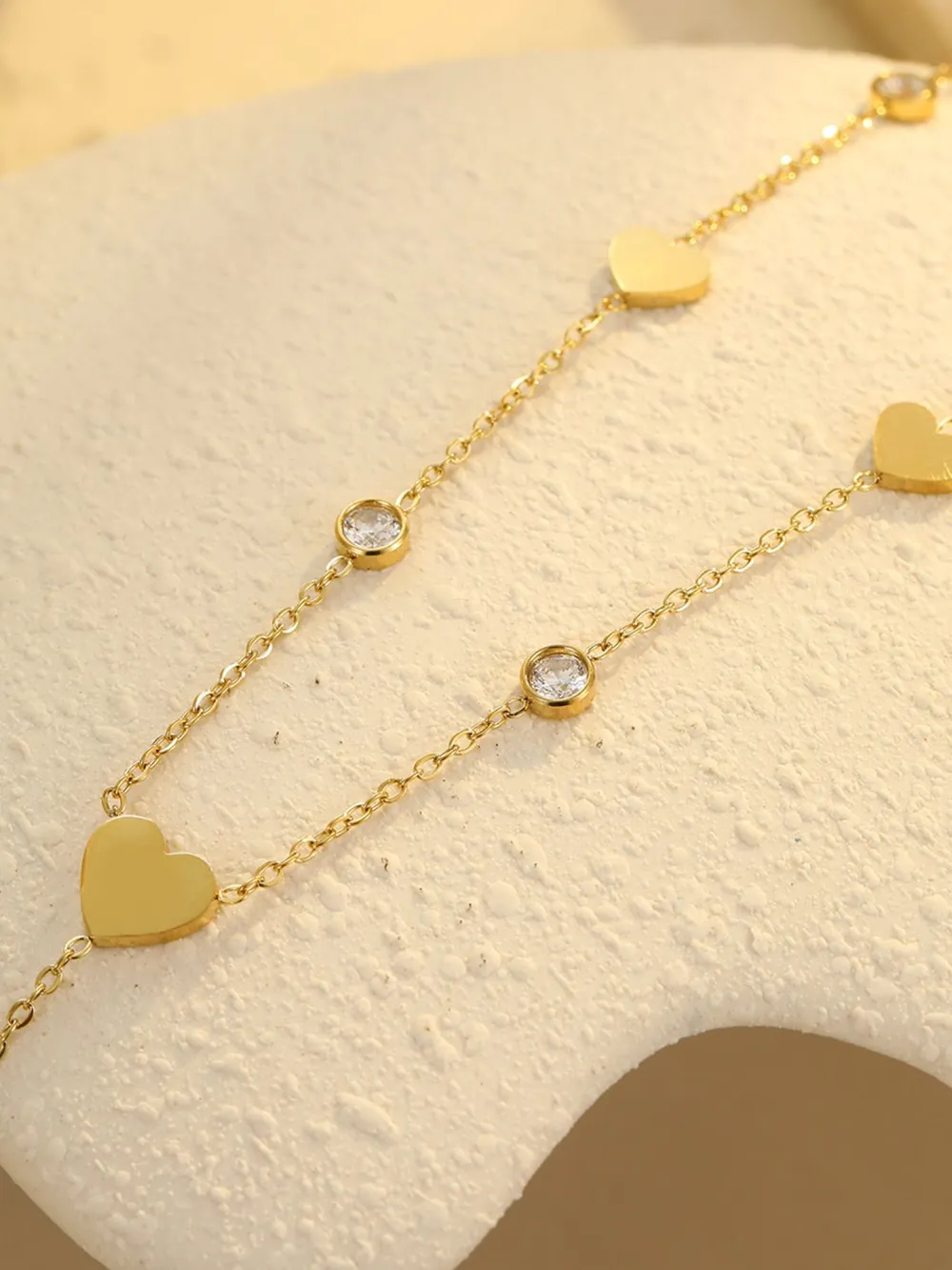 18K Gold-Plated Heart Zircon Necklace, image 4