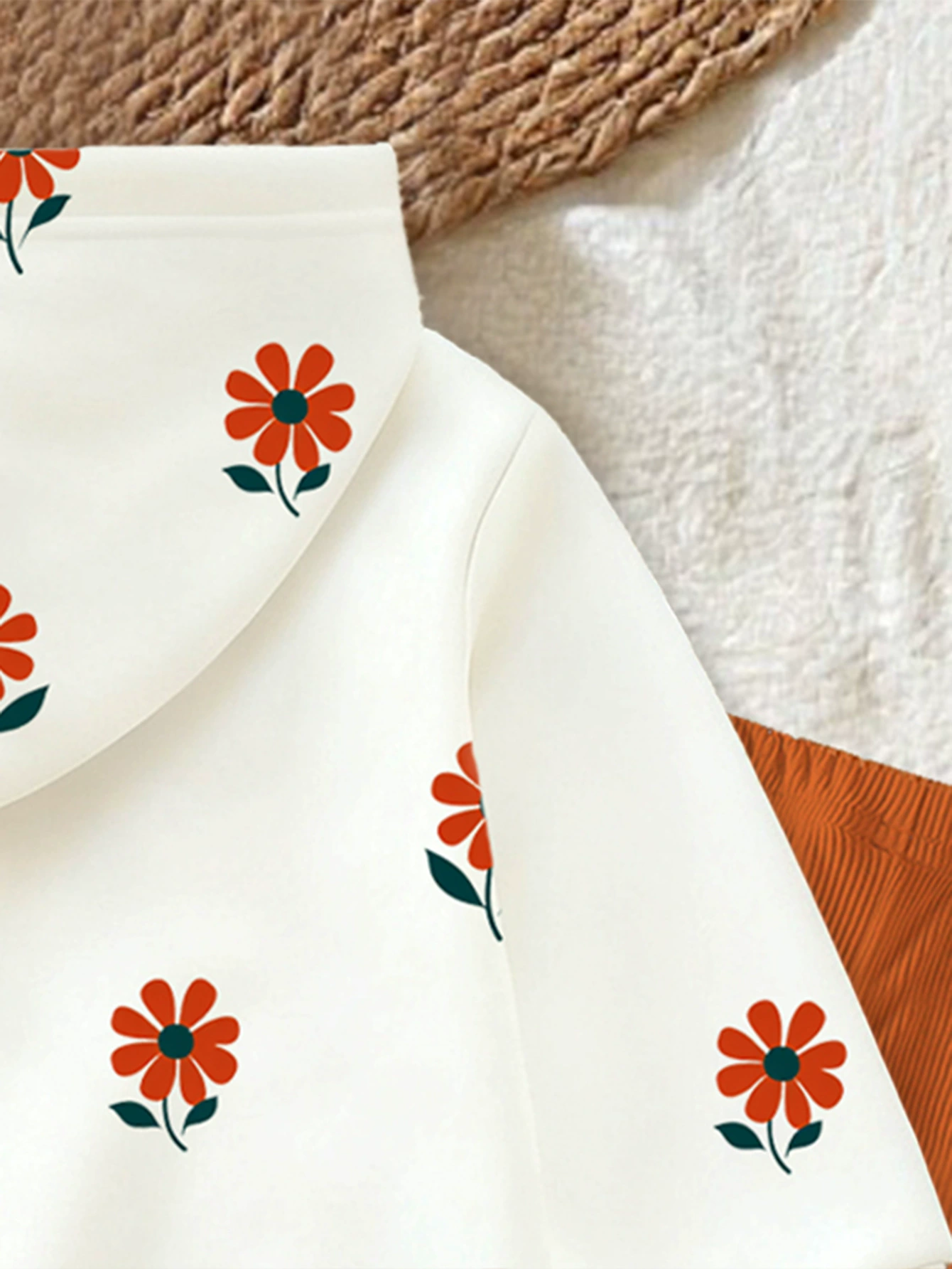 Children's Floral Print Hoodie & Pants Set, image 2
