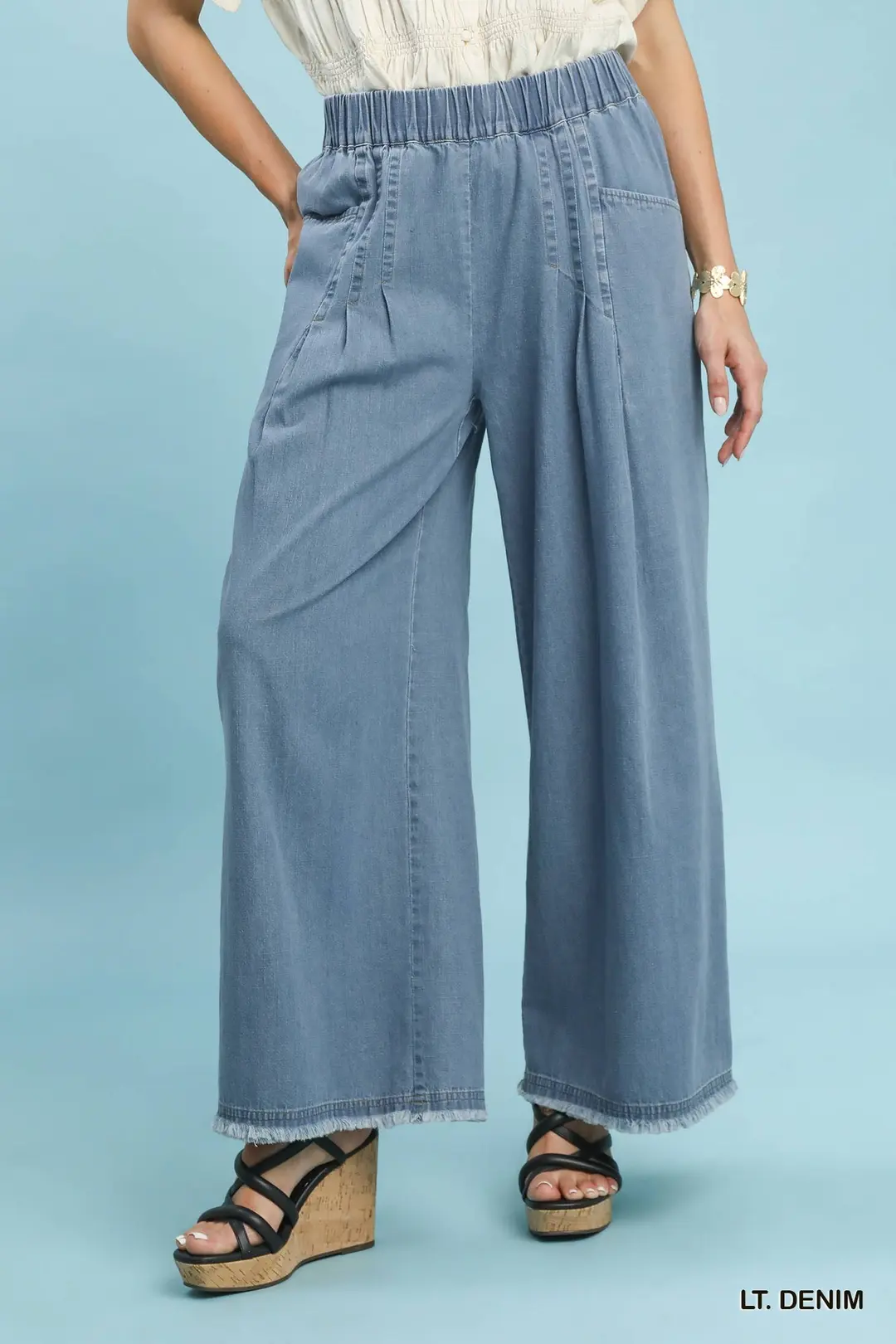 Stone Washed Wide Leg Pants
