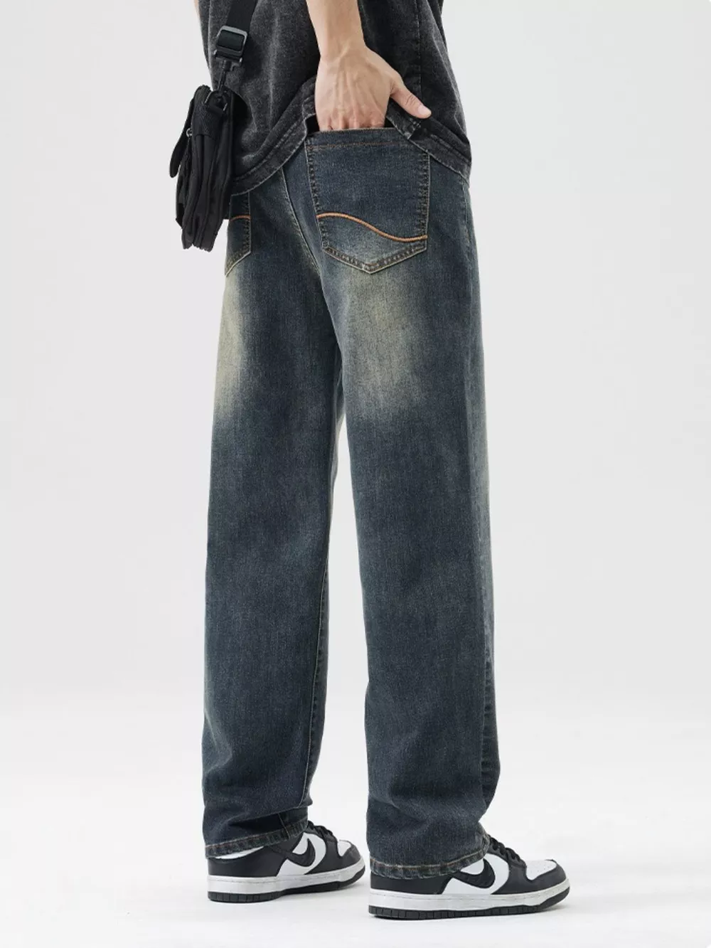 Men's Wash Loose Fit Jeans, image 5